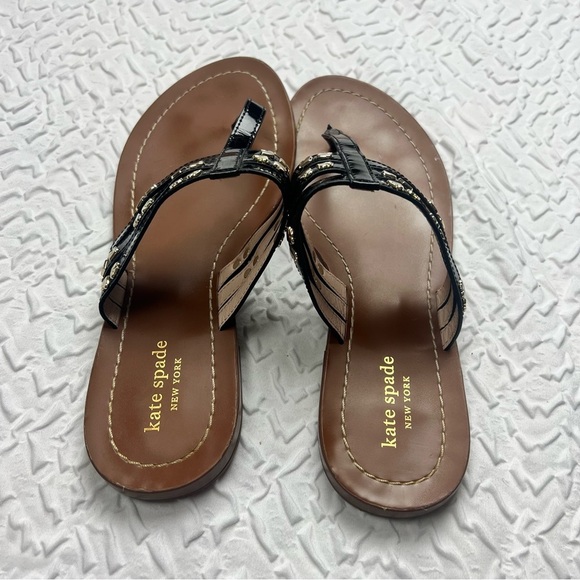 Kate Spade Carol Thong Sandals 7 Patent Leather - Picture 3 of 8